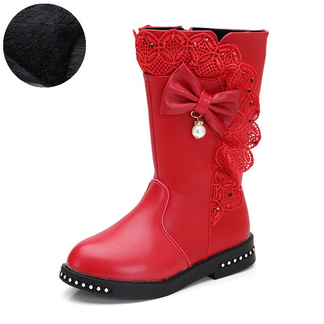 Load image into Gallery viewer, Outdoor warm girls boots autumn and winter new high boots children's single shoes plus velvet little girl long boots kids shoes