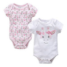 Load image into Gallery viewer, Honeyzone Baby Girl Clothing Outfit Newborn Baby Bodysuits Cartoon Panda White Pink Cotton Short Sleeve Clothes Sets