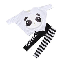 Load image into Gallery viewer, Kids Girls New  Clothing Sets 2019 Baby Panda Sequined Tops T-Shirt + Striped Bow Pants Costume  Girls' Sportswear 1-7Y
