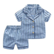 Load image into Gallery viewer, Boys' Pajama Sets Summer Cotton Sleepwear Summer Clothing Underwear Baby Kids Suits Striped Shirts+ Shorts 2pcs