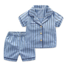 Load image into Gallery viewer, Boys' Pajama Sets Summer Cotton Sleepwear Summer Clothing Underwear Baby Kids Suits Striped Shirts+ Shorts 2pcs