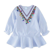 Load image into Gallery viewer, Hot Baby Girls Blouse Dress Striped Robe Ruffles Dresses Kids Girls's Clothing Tassel Dress