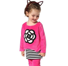 Load image into Gallery viewer, Clothing set long-sleeve Rose embroidery T-shirt, pant Kids casual clothes