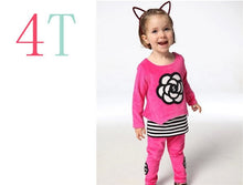 Load image into Gallery viewer, Clothing set long-sleeve Rose embroidery T-shirt, pant Kids casual clothes