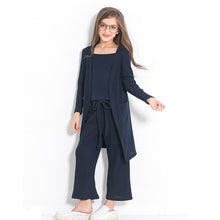 Load image into Gallery viewer, Children's Clothing Set Casual Autumn Winter Solid Resemble Sweater 3 Pieces Suit Girl Outfits for 6789 10 11 12 13 14 Teenagers