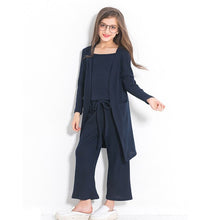 Load image into Gallery viewer, Children's Clothing Set Casual Autumn Winter Solid Resemble Sweater 3 Pieces Suit Girl Outfits for 6789 10 11 12 13 14 Teenagers
