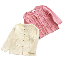 Load image into Gallery viewer, Baby Girls' Pure Color Knitted Sweater Autumn Winter Cotton Children's Cardigan Sweater Newborn Outwear Infant Girls Clothing