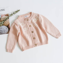 Load image into Gallery viewer, Baby Girls' Pure Color Knitted Sweater Autumn Winter Cotton Children's Cardigan Sweater Newborn Outwear Infant Girls Clothing