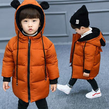 Load image into Gallery viewer, Children Long Style Outerwear Children's Padded Cotton Parkas Boy and Girls' Winter Warm Hooded Coat Baby Winter Down Clothing