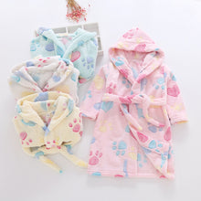 Load image into Gallery viewer, LYONAVA 2018 new autumn and winter girls' pure cotton robe flannel children's household clothing lace-up bathrobe pajamas