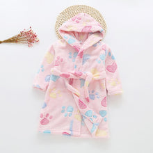 Load image into Gallery viewer, LYONAVA 2018 new autumn and winter girls' pure cotton robe flannel children's household clothing lace-up bathrobe pajamas