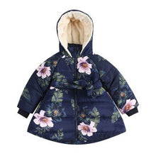 Load image into Gallery viewer, Winter Girls' Brand New Coat Children's Clothing Cotton Girls' Clothes and Velvet Jacket Baby Girls Flower Warm Coat