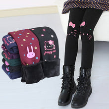 Load image into Gallery viewer, Warmer Winter Girls Leggings Plus Velvet Knitting Skinny Cartoon Pants Children Elastic Thicker Girls' Trousers Kids Clothing