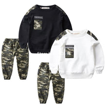 Load image into Gallery viewer, Children's Clothing Boys' Spring Suits  Kids Camouflage Boys' Sports Sets Spring and Autumn Two-piece Suits Black White Color
