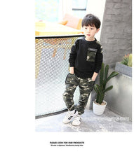Load image into Gallery viewer, Children's Clothing Boys' Spring Suits  Kids Camouflage Boys' Sports Sets Spring and Autumn Two-piece Suits Black White Color