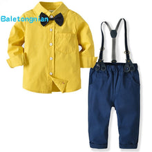 Load image into Gallery viewer, Boys' Clothing Sets Long-Sleeved Blue Print Shirt Trousers Kids Three-Piece Suits Children'S Autumn And Winter Base Sets T24