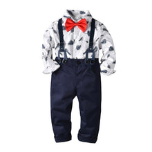 Load image into Gallery viewer, Boys' Clothing Sets Long-Sleeved Blue Print Shirt Trousers Kids Three-Piece Suits Children'S Autumn And Winter Base Sets T24