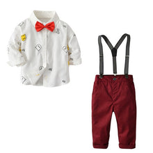 Load image into Gallery viewer, Boys' Clothing Sets Long-Sleeved Blue Print Shirt Trousers Kids Three-Piece Suits Children'S Autumn And Winter Base Sets T24