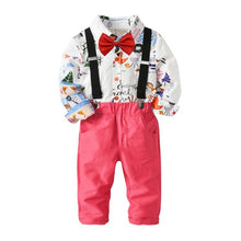 Load image into Gallery viewer, Boys' Clothing Sets Long-Sleeved Blue Print Shirt Trousers Kids Three-Piece Suits Children'S Autumn And Winter Base Sets T24