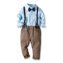Load image into Gallery viewer, Boys' Clothing Sets Long-Sleeved Blue Print Shirt Trousers Kids Three-Piece Suits Children'S Autumn And Winter Base Sets T24