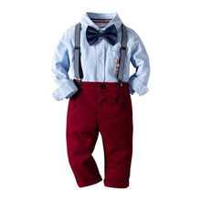 Load image into Gallery viewer, Boys' Clothing Sets Long-Sleeved Blue Print Shirt Trousers Kids Three-Piece Suits Children'S Autumn And Winter Base Sets T24
