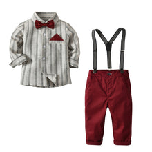 Load image into Gallery viewer, Boys' Clothing Sets Long-Sleeved Blue Print Shirt Trousers Kids Three-Piece Suits Children'S Autumn And Winter Base Sets T24