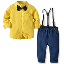 Load image into Gallery viewer, Boys' Clothing Sets Long-Sleeved Blue Print Shirt Trousers Kids Three-Piece Suits Children'S Autumn And Winter Base Sets T24