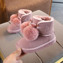 Load image into Gallery viewer, Winter girls snow boots leather children's boots 2018 new fashion girls plus velvet thick warm short boots non-slip cotton shoes