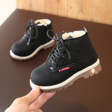 Load image into Gallery viewer, New autumn and winter children's plush warm snow boots casual boys non-slip Martin boots fashion girls thicker leather shoes