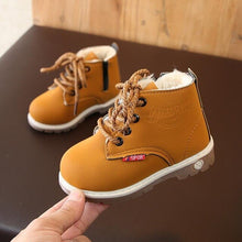 Load image into Gallery viewer, New autumn and winter children's plush warm snow boots casual boys non-slip Martin boots fashion girls thicker leather shoes