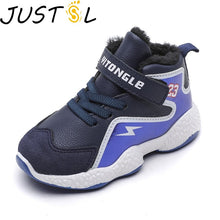Load image into Gallery viewer, JUSTSL Children's toddler shoes new winter plus velvet boys girls keep warm shoes kids leather casual snow boots size 21-32