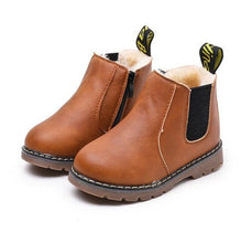 Load image into Gallery viewer, Children's Riding Boots Autumn Fashion Child Leather Snow Boots Casual Keep Warm Plush Baby Boys Ankle Boots Winter Zipper Shoes