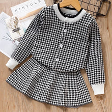 Load image into Gallery viewer, Leopard Sweater Skirt Suit Wool Set Long Sleeve Kids Girls Clothes