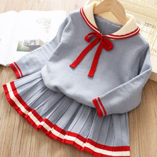 Load image into Gallery viewer, Leopard Sweater Skirt Suit Wool Set Long Sleeve Kids Girls Clothes