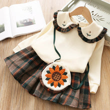 Load image into Gallery viewer, Leopard Sweater Skirt Suit Wool Set Long Sleeve Kids Girls Clothes