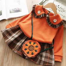 Load image into Gallery viewer, Leopard Sweater Skirt Suit Wool Set Long Sleeve Kids Girls Clothes