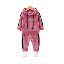 Load image into Gallery viewer, Sports Children Clothing Kids Thick Velvet Hooded Girls Tracksuit