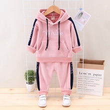 Load image into Gallery viewer, Sports Children Clothing Kids Thick Velvet Hooded Girls Tracksuit