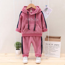 Load image into Gallery viewer, Sports Children Clothing Kids Thick Velvet Hooded Girls Tracksuit