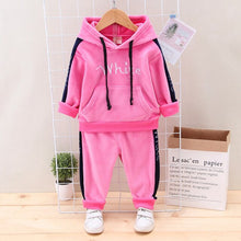 Load image into Gallery viewer, Sports Children Clothing Kids Thick Velvet Hooded Girls Tracksuit