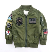 Load image into Gallery viewer, Spring Jackets for Boy Coat Army Green Bomber Jacket Boy's Windbreaker Autumn Jacket Patchwork Kids Children Jacket BC004 DIMUSI