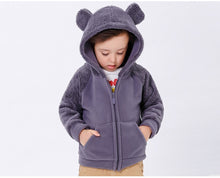 Load image into Gallery viewer, Fall Winter for Children Boys' Fur Soft Fleece Hoodie Hooded Jacket Outerwear Coat Clothing with Cartoon Bear Ears high quality