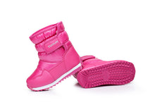 Load image into Gallery viewer, Children's Rubber Boots For Girls Boys mid-calf bungee lacing snow boots waterproof girls boot sport shoes fur lining kids boot