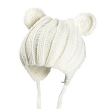 Load image into Gallery viewer, Knitted Winter Baby Hat with Ears Cartoon Lace-up Children Kids Baby Bonnet Cap for 1-3 Years 5 Colors