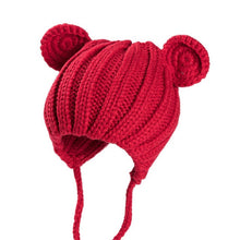 Load image into Gallery viewer, Knitted Winter Baby Hat with Ears Cartoon Lace-up Children Kids Baby Bonnet Cap for 1-3 Years 5 Colors