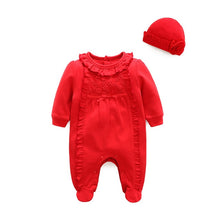 Load image into Gallery viewer, Newborn Baby Girl Clothes Lace Flowers Jumpsuits and Hats, Sets Princess
