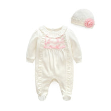 Load image into Gallery viewer, Newborn Baby Girl Clothes Lace Flowers Jumpsuits and Hats, Sets Princess