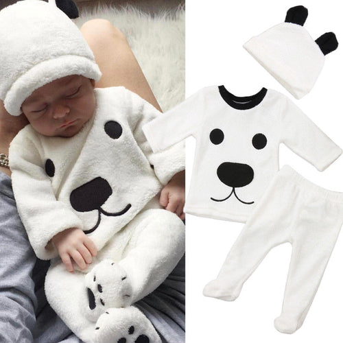 Newborn Baby Boy Tops Pants Outfits Set Fluffy Warm Clothes