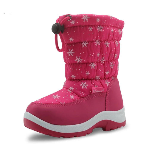 Winter Snow Waterproof kids Girls Boots Shoes Flat Warm with Wool Lining