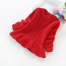 Load image into Gallery viewer, New winter children's clothing 2-5 years girls solid color cotton knit sweaters girls' cotton sweaters b8019